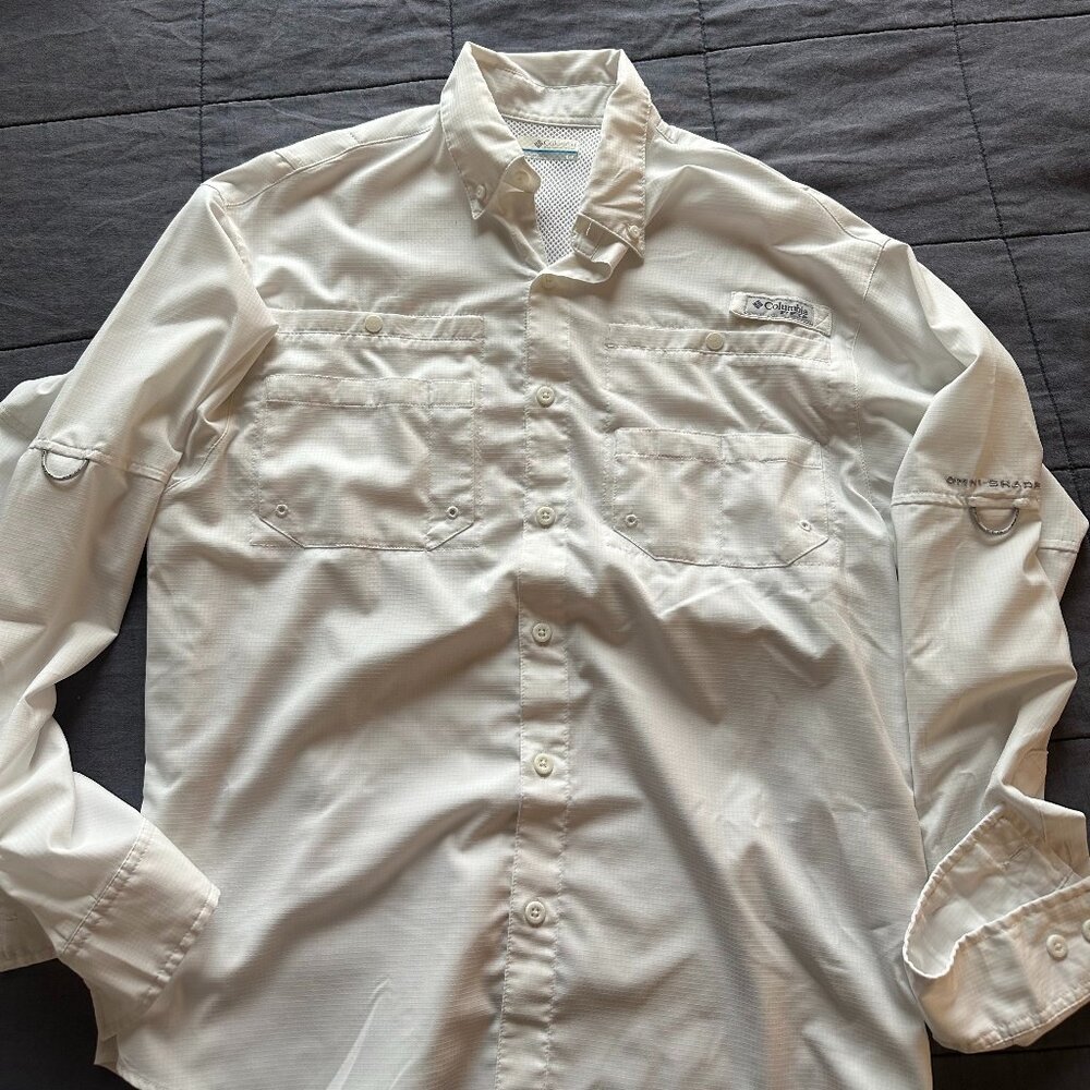 White columbia fishing shirt men's small